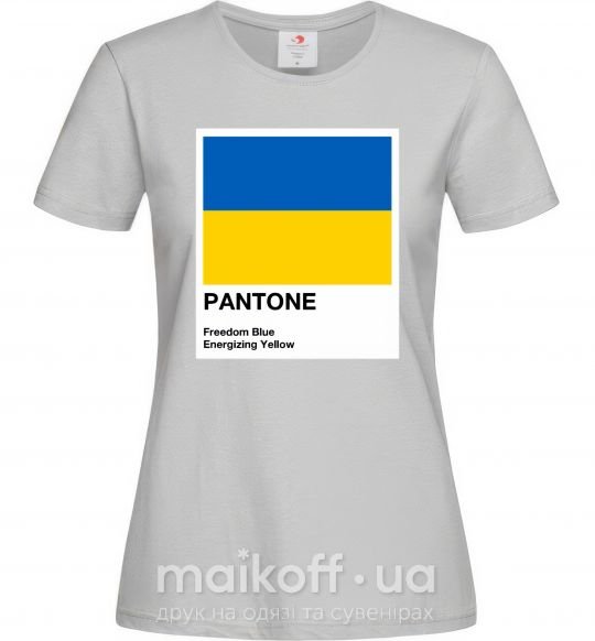 Жіноча футболка Pantone Український прапор Сірий фото