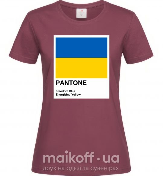 Жіноча футболка Pantone Український прапор Бордовий фото