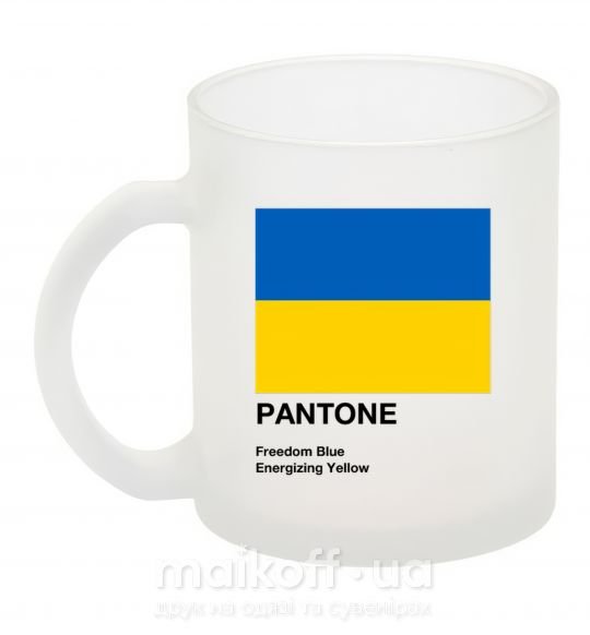 Чашка стеклянная Pantone Український прапор Фроузен фото