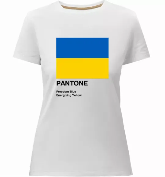 Женская премиум футболка Pantone Український прапор Белый фото