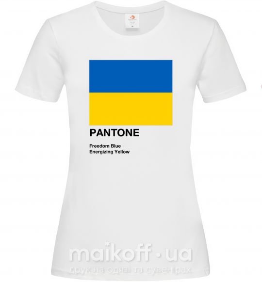 Жіноча футболка Pantone Український прапор Білий фото