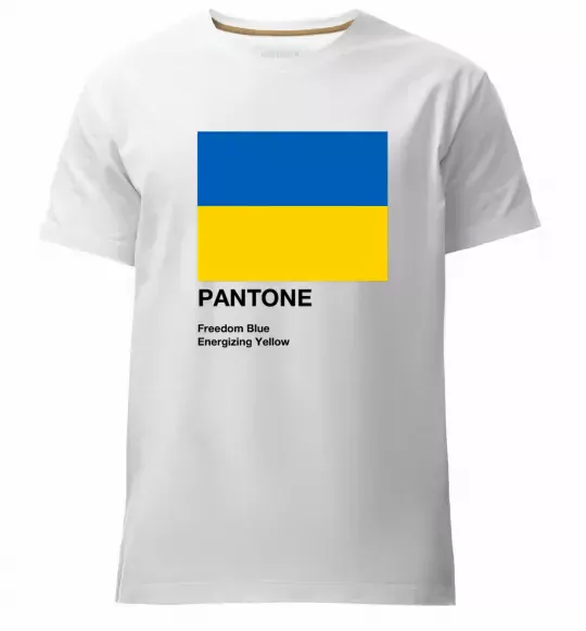 Мужская премиум футболка Pantone Український прапор Белый фото