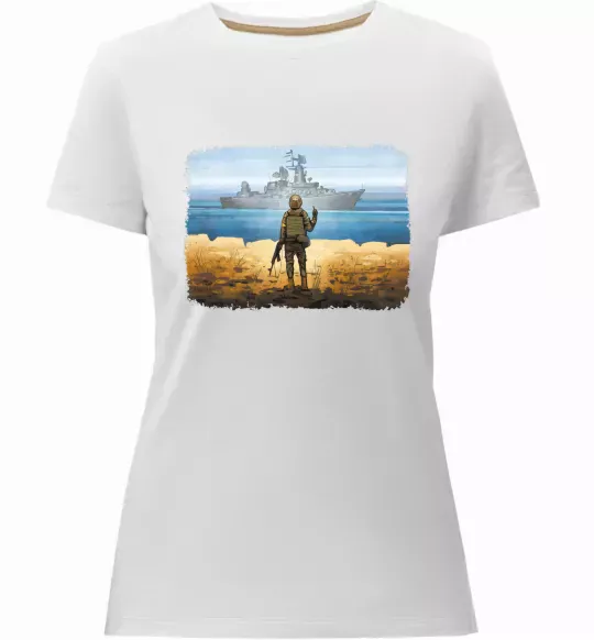 Женская премиум футболка Марка України Белый фото