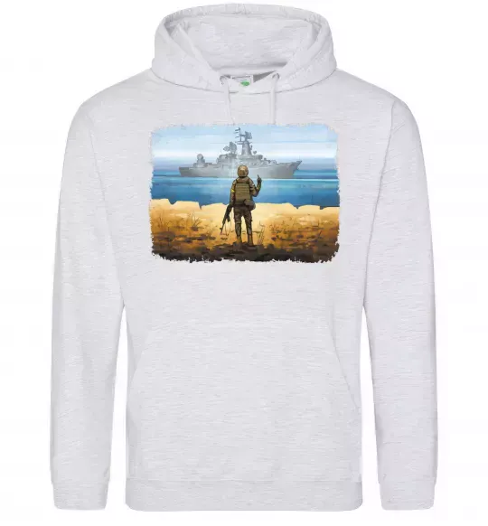 Мужская толстовка (худи) Марка України Серый меланж фото