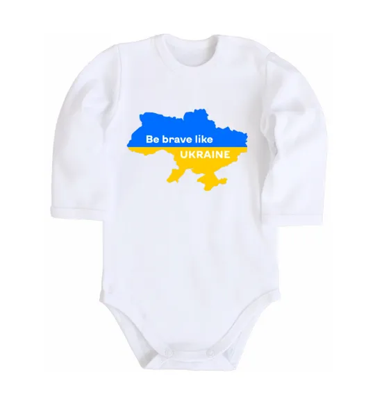 Дитячий бодік Be brave like Ukraine мапа України Білий фото