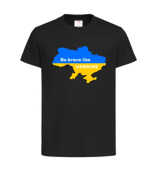 Дитяча футболка Be brave like Ukraine мапа України Чорний фото