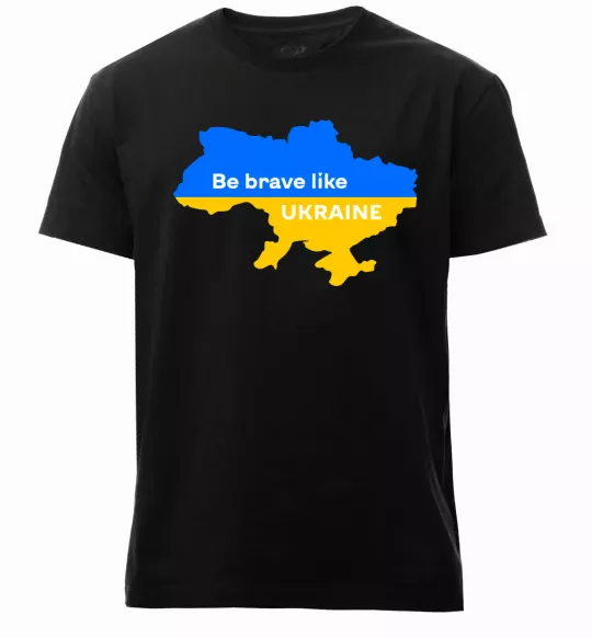 Мужская премиум футболка Be brave like Ukraine мапа України Черный фото