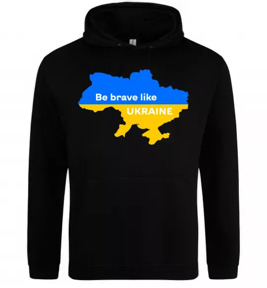 Женская толстовка (худи) Be brave like Ukraine мапа України Черный фото