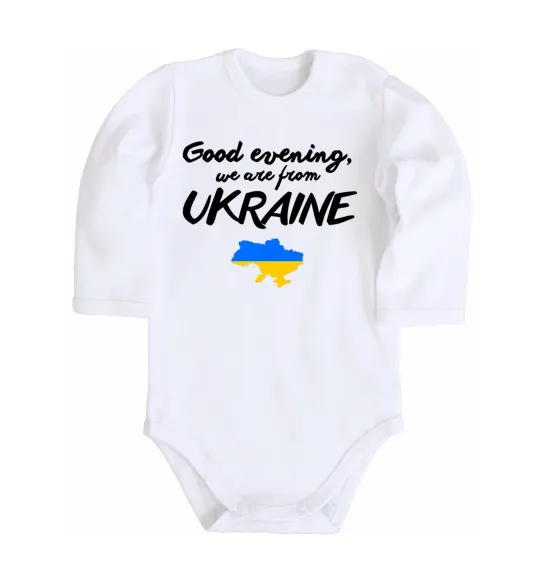 Дитячий бодік Good evening we are frome ukraine мапа України Білий фото