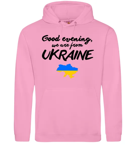 Мужская толстовка (худи) Good evening we are frome ukraine мапа України Розовый фото