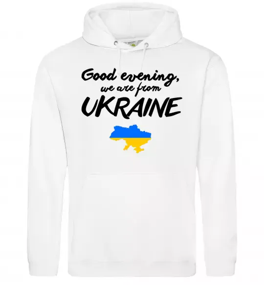 Женская толстовка (худи) Good evening we are frome ukraine мапа України Белый фото