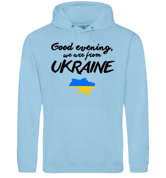 Женская толстовка (худи) Good evening we are frome ukraine мапа України Голубой фото