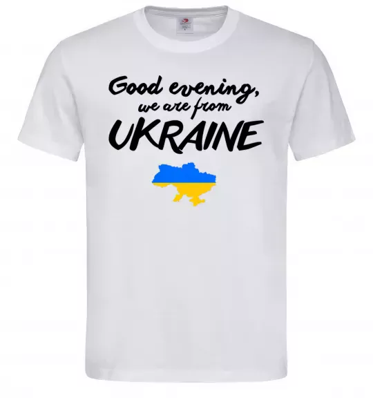 Чоловіча футболка Good evening we are frome ukraine мапа України Білий фото