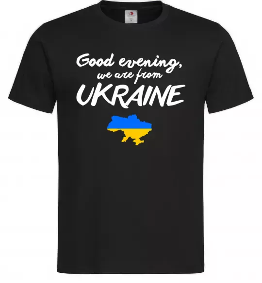 Чоловіча футболка Good evening we are frome ukraine мапа України Чорний фото