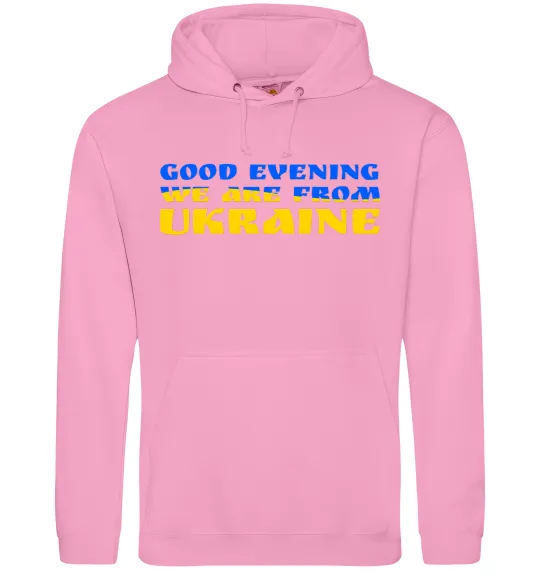 Мужская толстовка (худи) Good evening we are from ukraine прапор Розовый фото