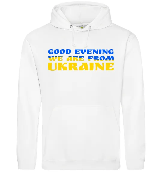 Чоловіча толстовка (худі) Good evening we are from ukraine прапор Білий фото