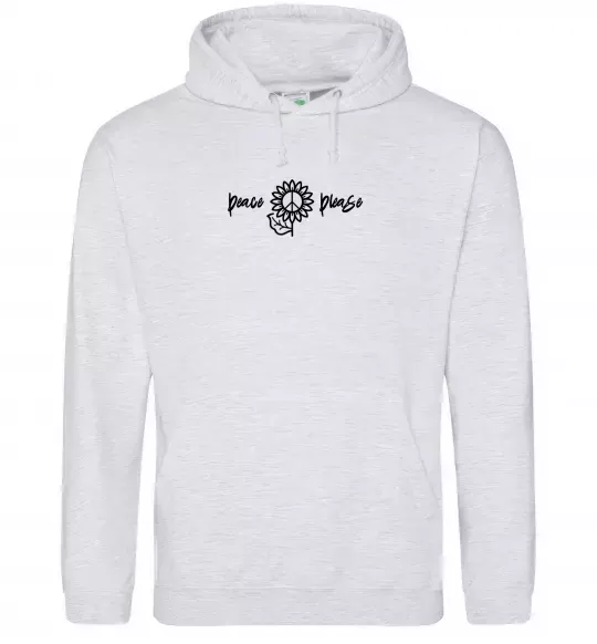 Мужская толстовка (худи) Peace please ВИШИВКА Серый меланж фото