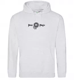 Мужская толстовка (худи) Peace please ВИШИВКА Серый меланж фото