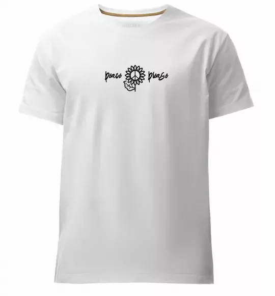 Мужская премиум футболка Peace please ВИШИВКА Белый фото