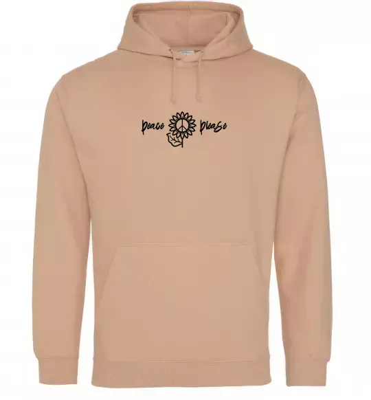 Женская толстовка (худи) Peace please ВИШИВКА Песочный фото