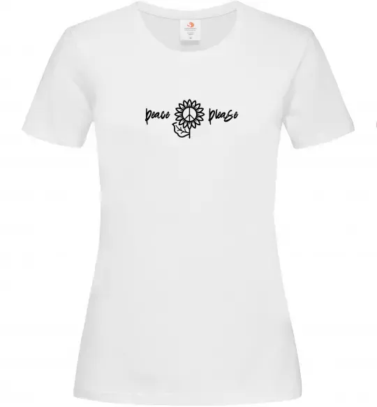 Женская футболка Peace please ВИШИВКА Белый фото