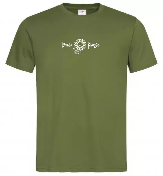 Чоловіча футболка Peace please ВИШИВКА Оливковий фото