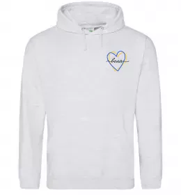 Мужская толстовка (худи) Воля ВИШИВКА Серый меланж фото