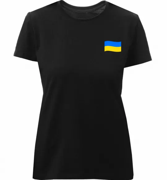 Жіноча преміум футболка Прапор ВИШИВКА Чорний фото