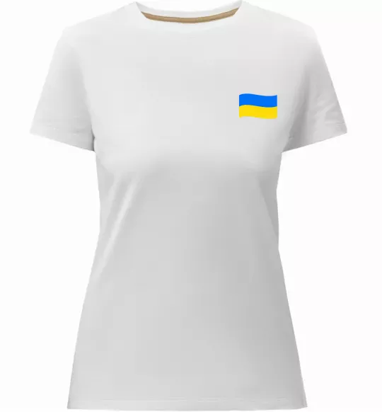 Жіноча преміум футболка Прапор ВИШИВКА Білий фото