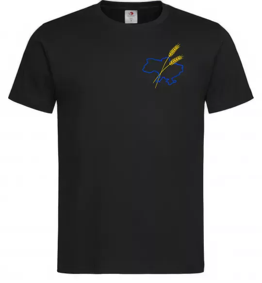 Мужская футболка Україна і колоски ВИШИВКА Черный фото