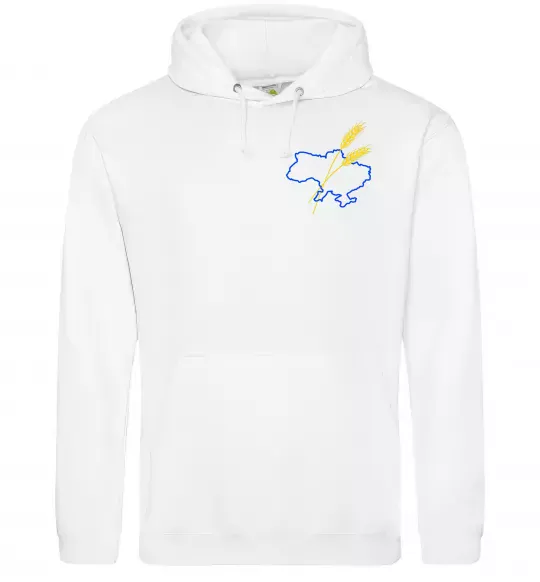 Чоловіча толстовка (худі) Україна і колоски ВИШИВКА Білий фото