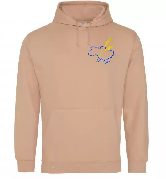 Женская толстовка (худи) Україна і колоски ВИШИВКА Песочный фото