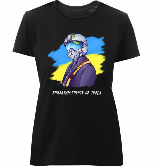 Женская премиум футболка Привид Києва Черный фото