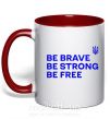 Чашка с цветной ручкой Be brave be strong be free Красный фото