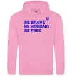 Мужская толстовка (худи) Be brave be strong be free Розовый Мужская толстовка (худи) Be brave be strong be free Розовый фото