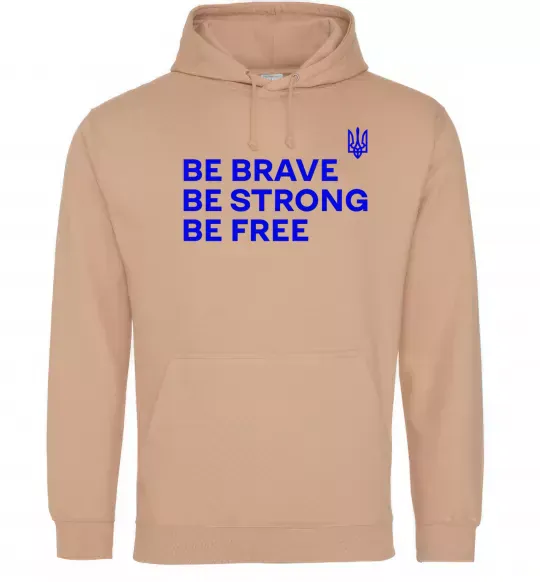 Женская толстовка (худи) Be brave be strong be free Песочный фото