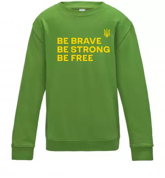 Детский Свитшот Be brave be strong be free Лаймовый фото