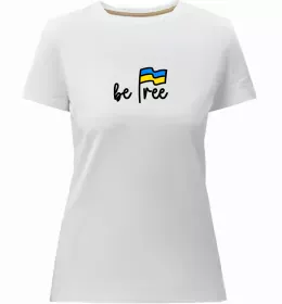 Женская премиум футболка I stand with Ukraine sunflower Белый фото