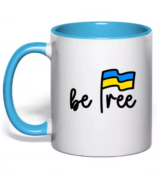 Чашка з кольоровою ручкою Be free Блакитний фото