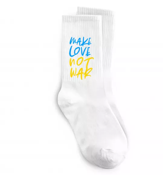 Носки Make love not war text Белый фото