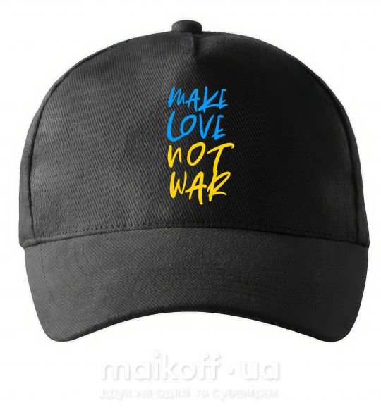 Кепка Make love not war text Чорний фото