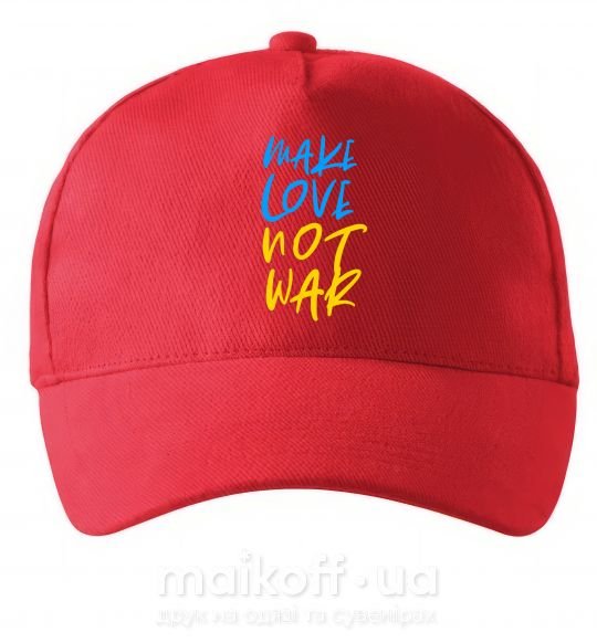Кепка Make love not war text Червоний фото