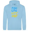 Чоловіча толстовка (худі) Make love not war text Блакитний фото