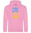 Жіноча толстовка (худі) Make love not war text Рожевий фото