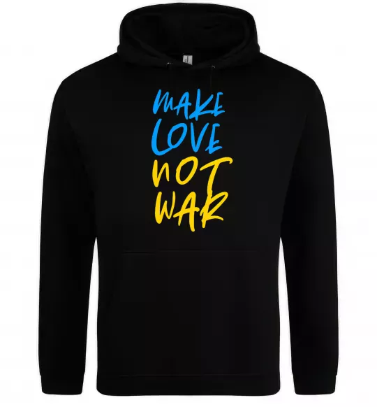 Женская толстовка (худи) Make love not war text Черный фото