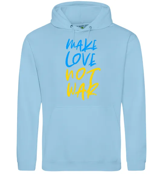 Жіноча толстовка (худі) Make love not war text Блакитний фото