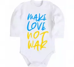 Детский боди Make love not war text Белый фото