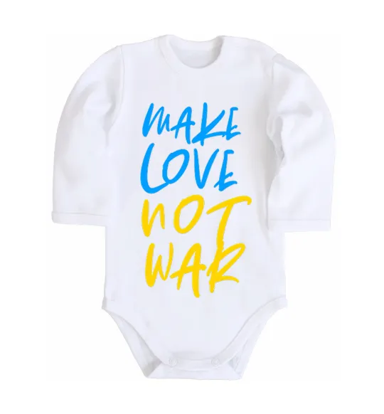Детский боди Make love not war text Белый фото