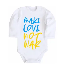 Детский боди Make love not war text Белый фото