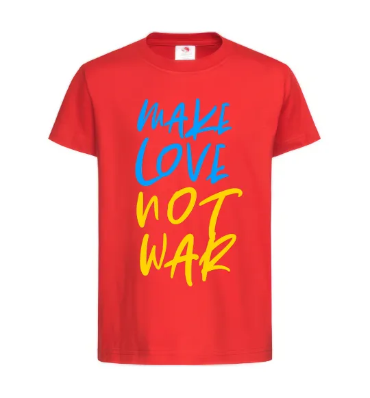 Детская футболка Make love not war text Красный фото